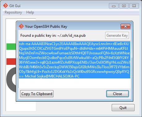 Git generate public ssh key manager